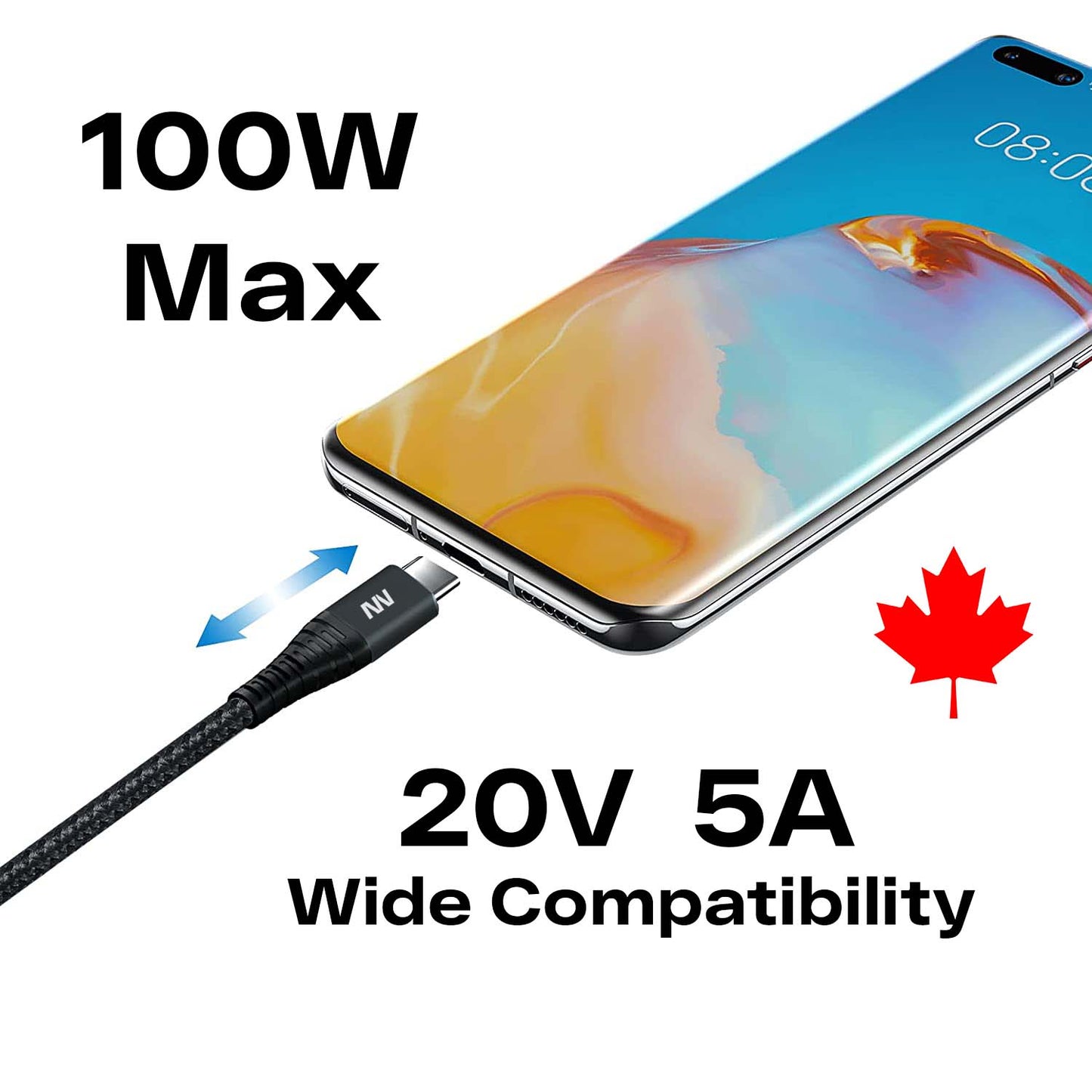 USB C Cable 100W 480Mbps Charge and Sync