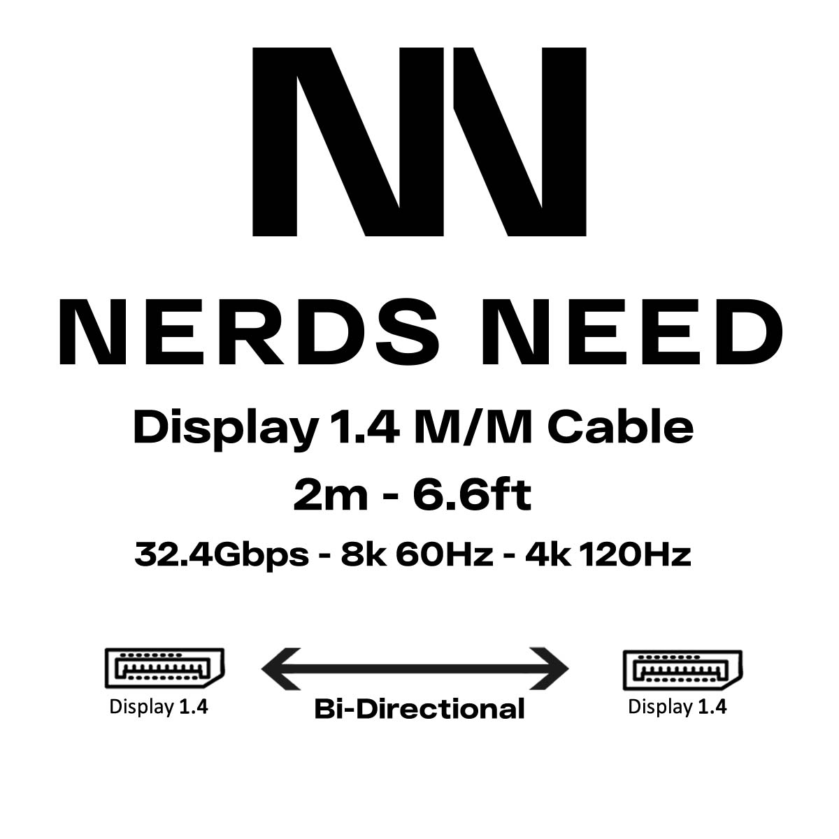 Display 1.4 Cable 32.4Gbps 8K 30Hz 4K 120H 2m 6.6ft