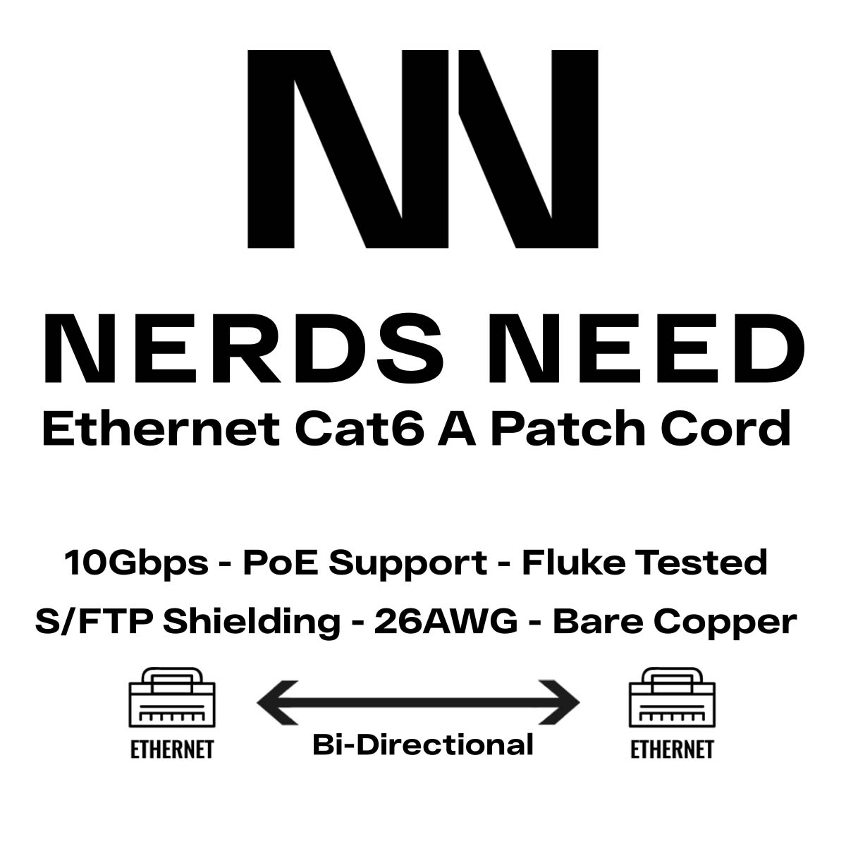 Ethernet Cat 6A Patch Cable 10Gbps POE S/FTP Shielding