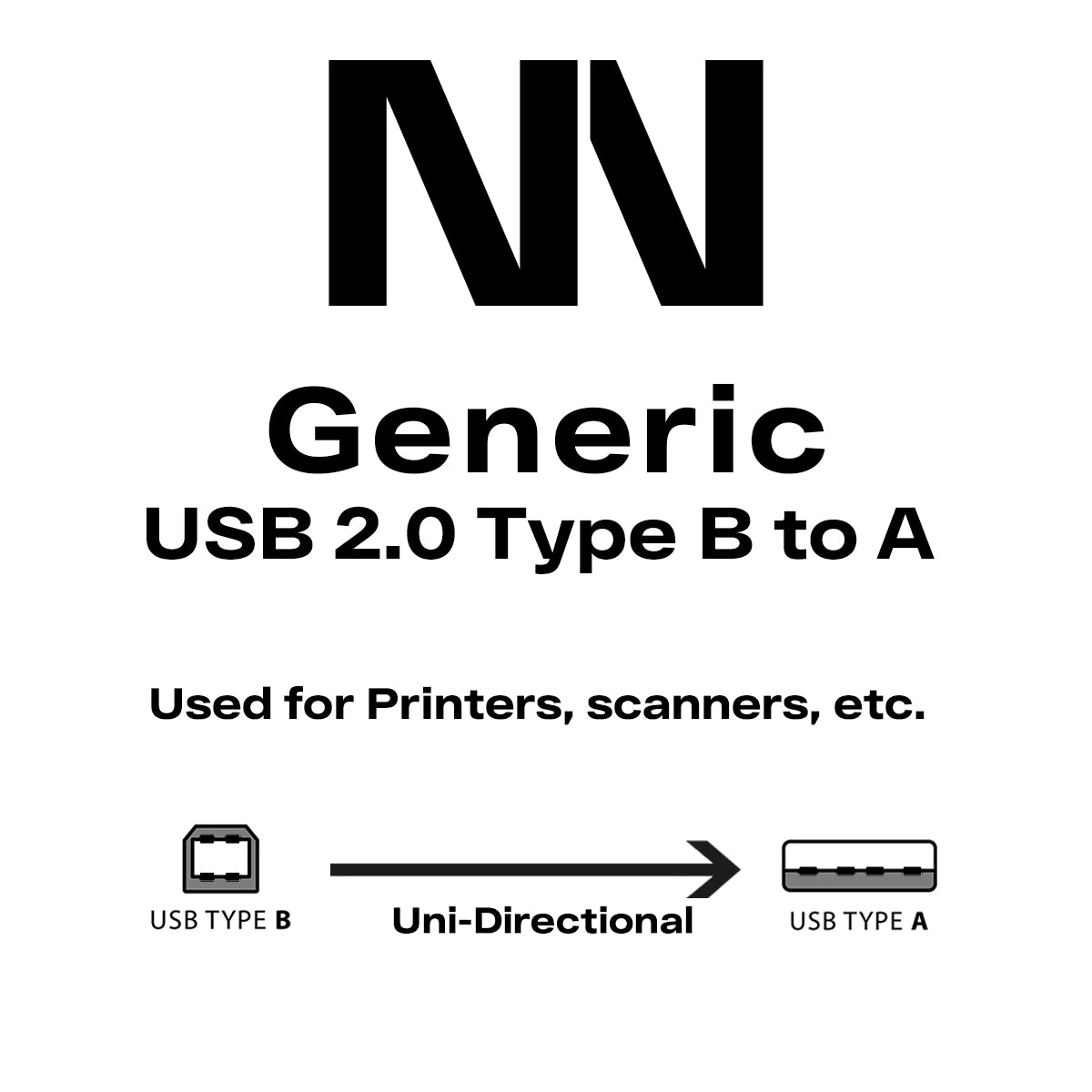 USB B to A Data Cable