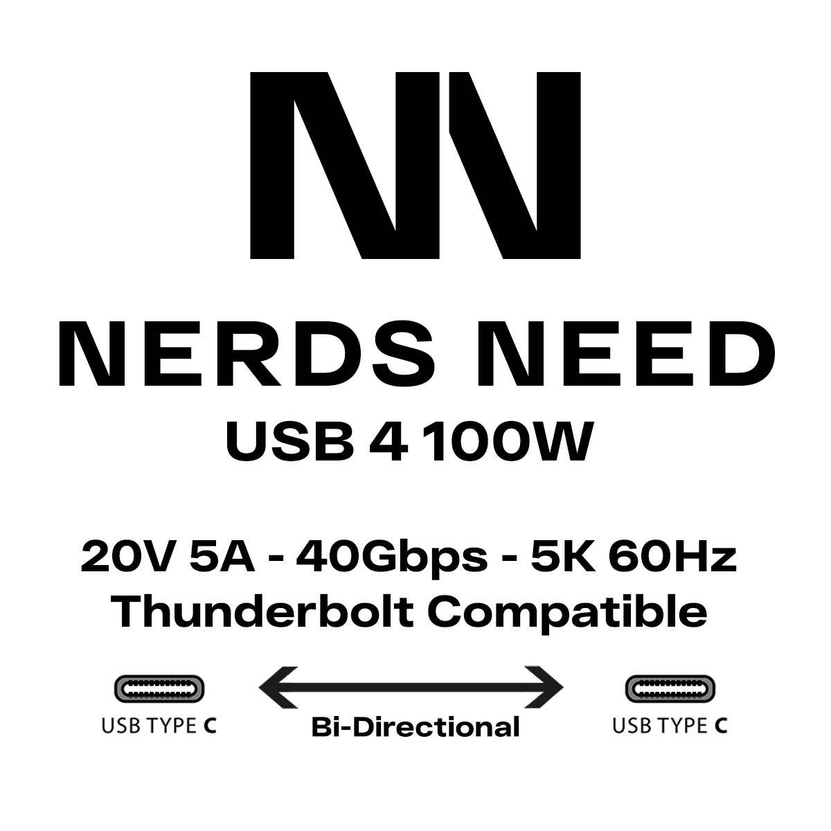 USB 4 C Cable 100W 40Gbps TB Compatible