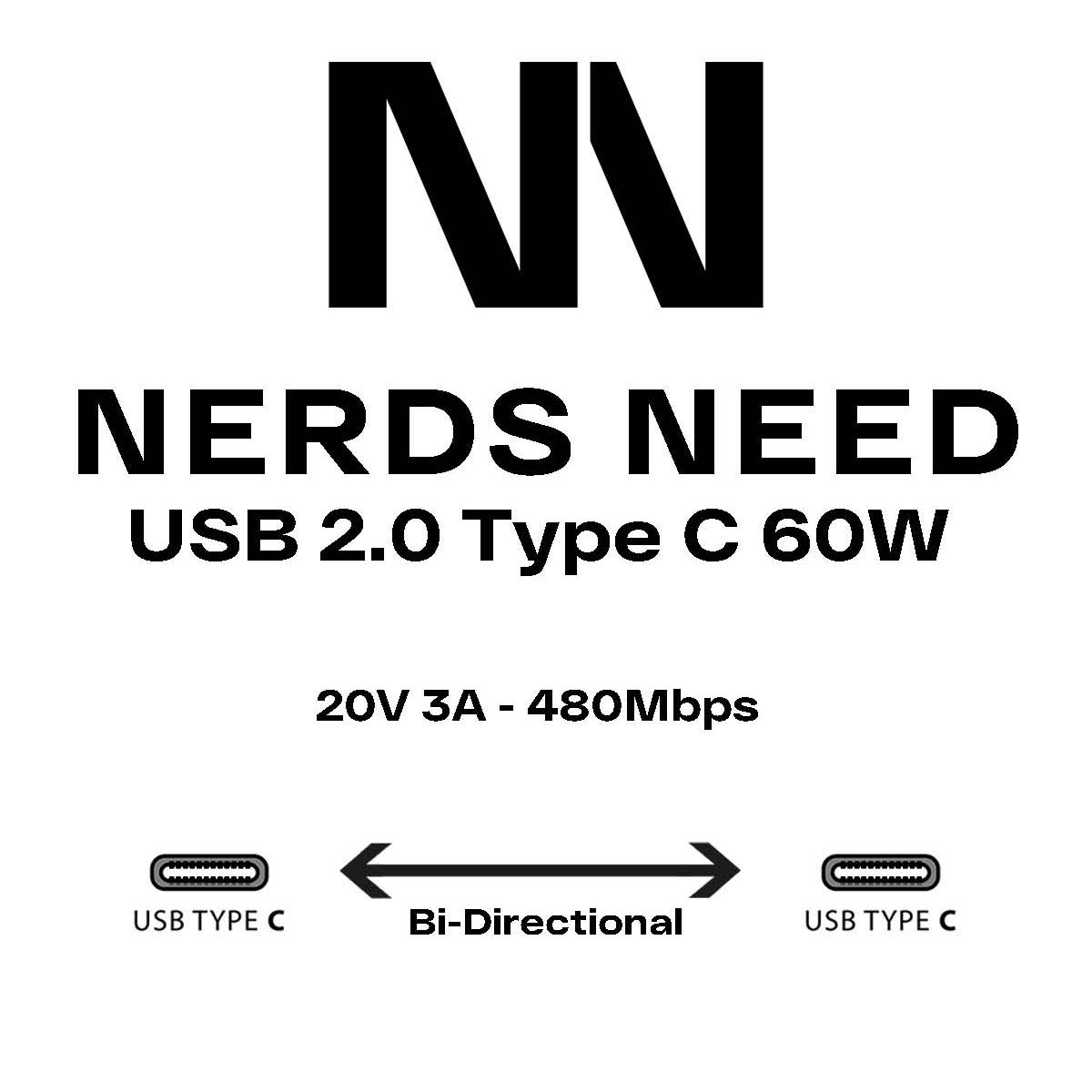 USB C Cable 60W 480Mbps Charge and Sync